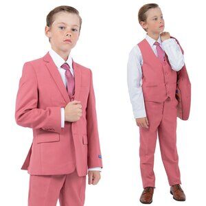 Perry Ellis Boys Coral Suit, Solid 5-Piece Notch Lapel